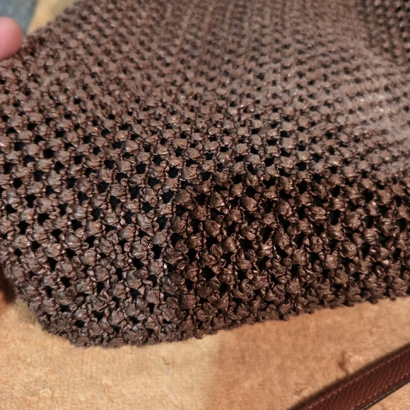 Plinio Visona Brown Straw Woven Shoulder Crossbody Bag. - Picture 16 of 16